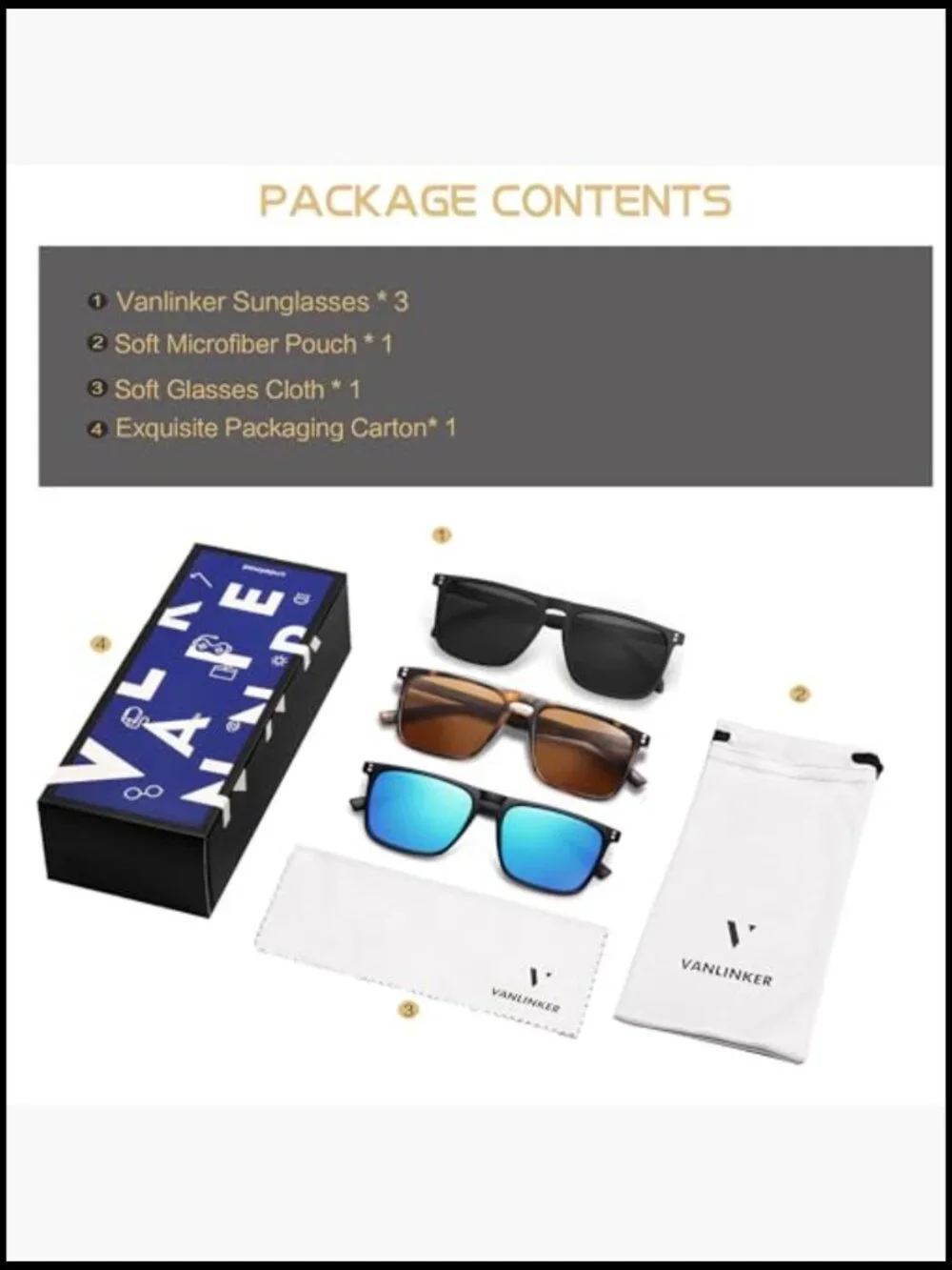 Polarized Square Sunglasses with UV Protection for Men Women